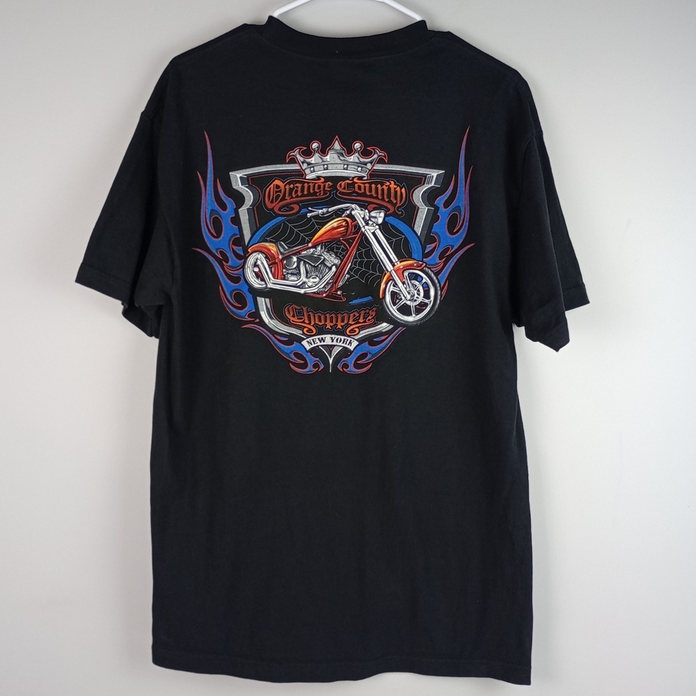 Alstyle Apparel Mens L Black Biker Graphic Y2K Orange County Choppers Tshirt - Picture 2 of 5